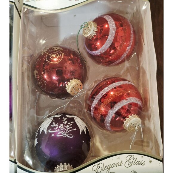 Set Of 16 Elegant Glass Christmas Ornaments By Krebs Vintage Glitter Classic - Picture 4 of 5